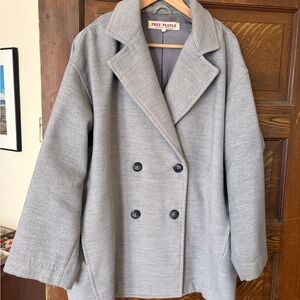 Free People Oversized Charcoal Pea Coat